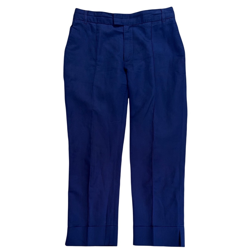 Band of Outsiders Women Sz 2 Deep Royal Blue Tailored Cropped Trousers Hem Slits